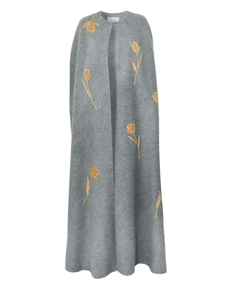 Carolina Herrera New York Cape mit Tulpenstickerei - Grau Grau