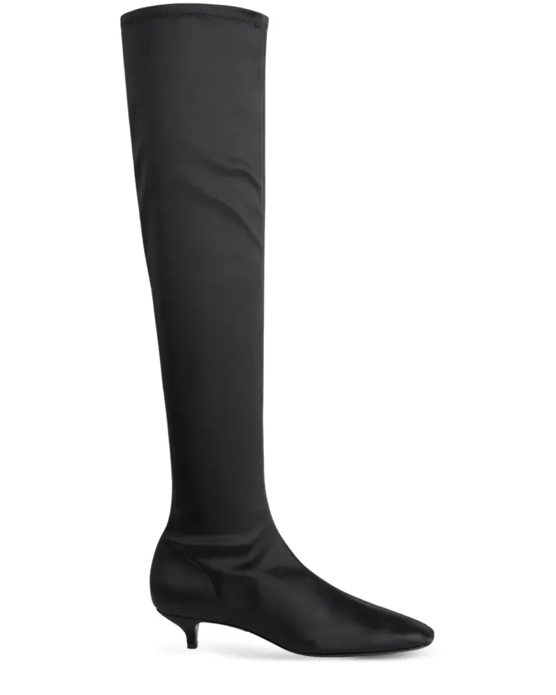 Totême Kniehohe Stiefel aus Satin 40mm - Schwarz Schwarz
