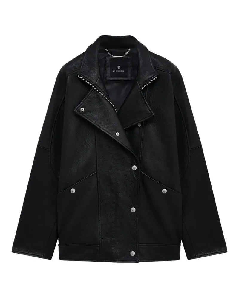Anine Bing Sandy Jacke aus schwarzem Leder Schwarz