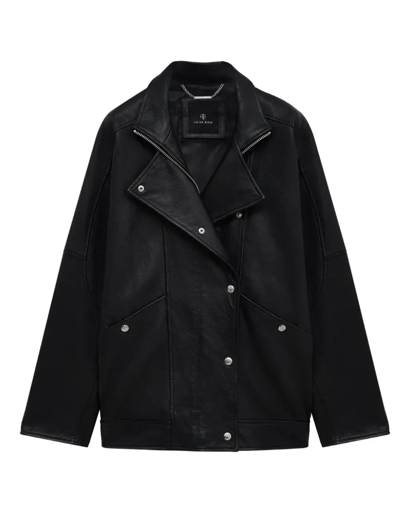Anine Bing Sandy Jacke aus schwarzem Leder Schwarz