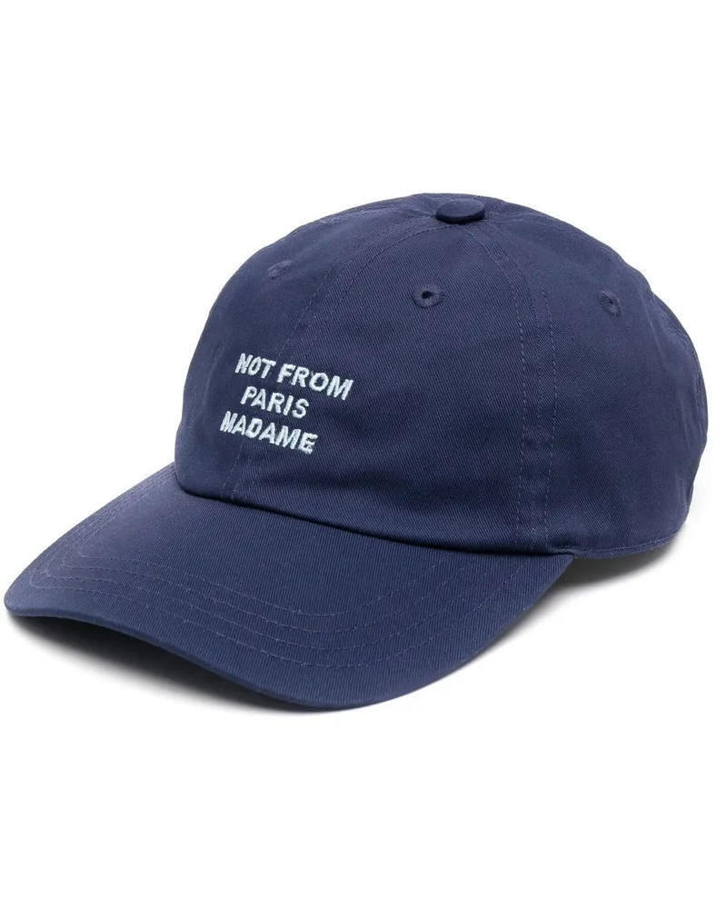 Drôle de Monsieur Baseballkappe mit Slogan-Stickerei - Blau Blau
