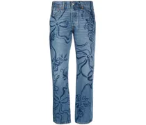 Gerade Jeans mit Blumen-Print