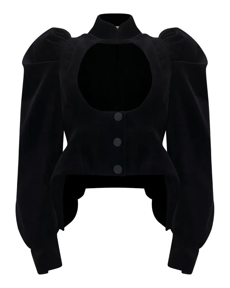 Alexander McQueen puff-sleeves button jacket - Schwarz Schwarz