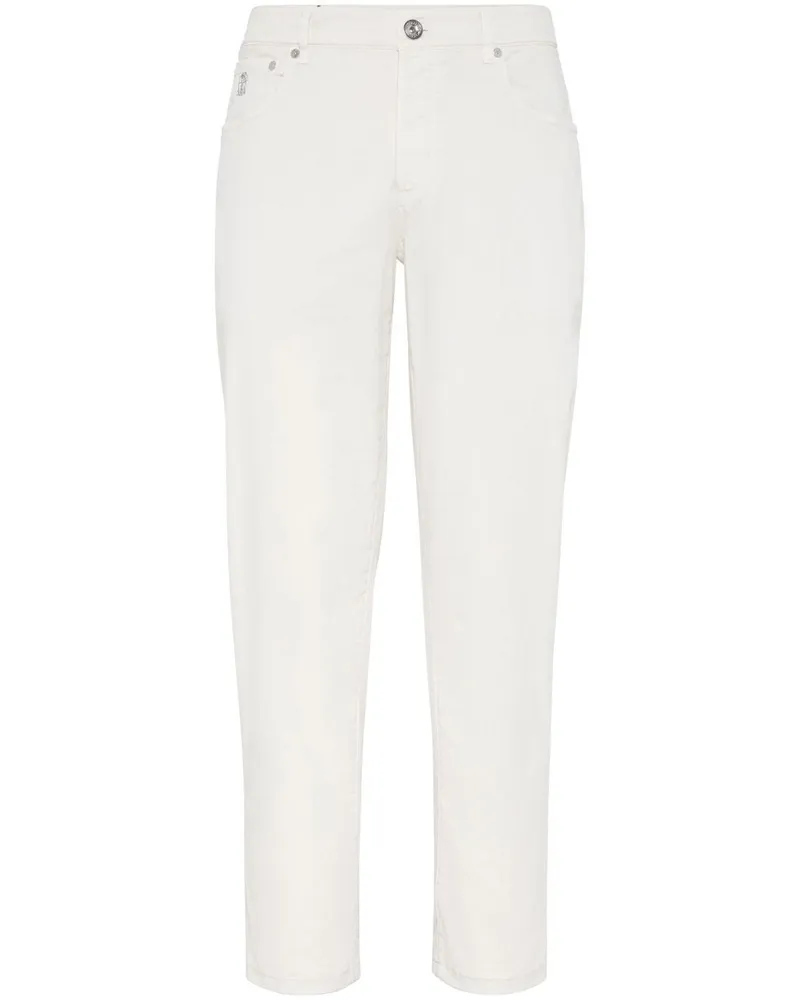 Brunello Cucinelli Halbhohe Straight-Leg-Hose - Nude Nude