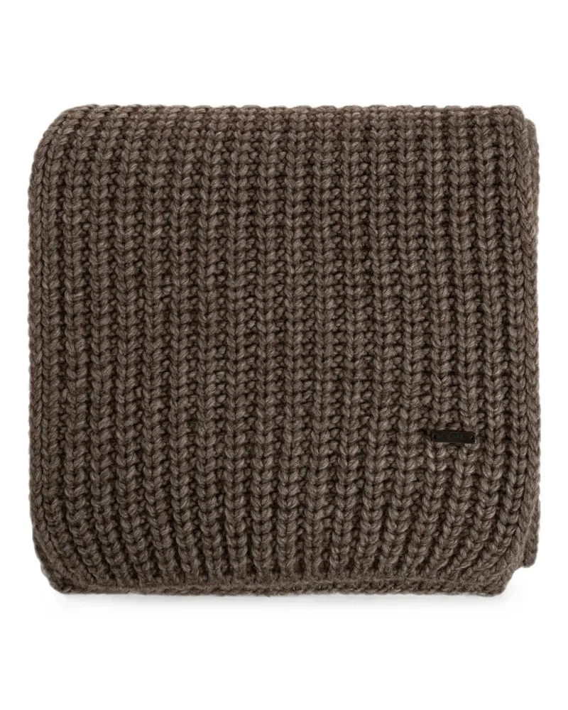 Dsquared2 Gerippter Schal mit Logo-Schild - Braun Braun