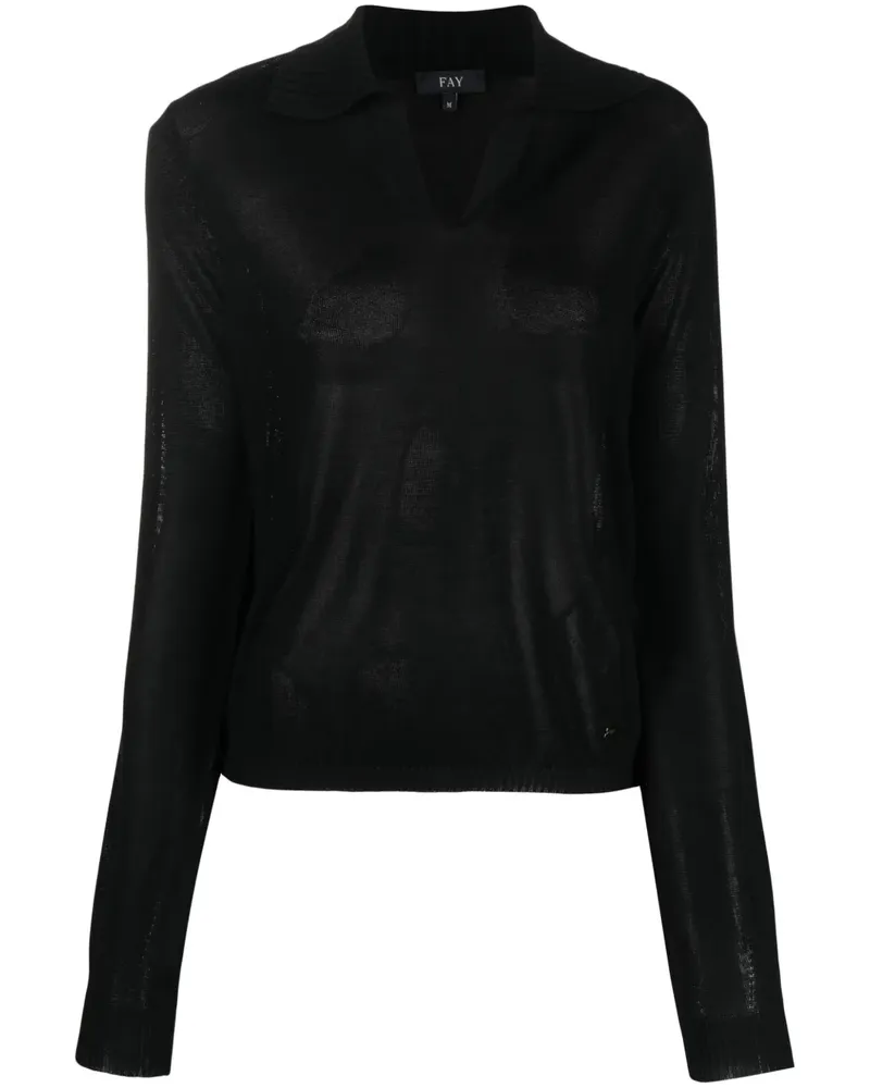 Fay Pullover mit Polokragen - Schwarz Schwarz