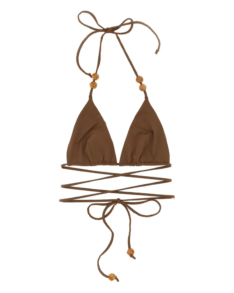 Magda Butrym bead-detail bikini top - Braun Braun