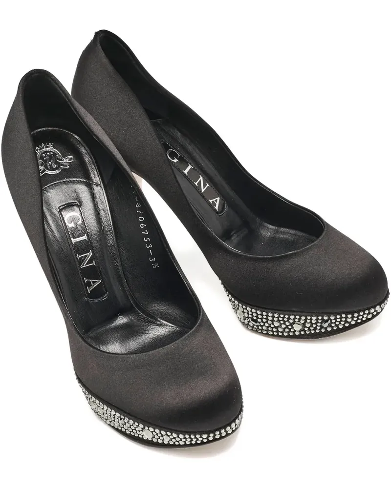 Gina Pre-owned Pumps aus Satin mit Kristallverzierung 115mm - Schwarz Schwarz