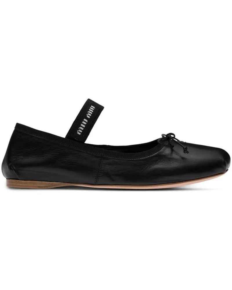 Miu Miu Ballerinas mit Logo-Patch - Schwarz Schwarz