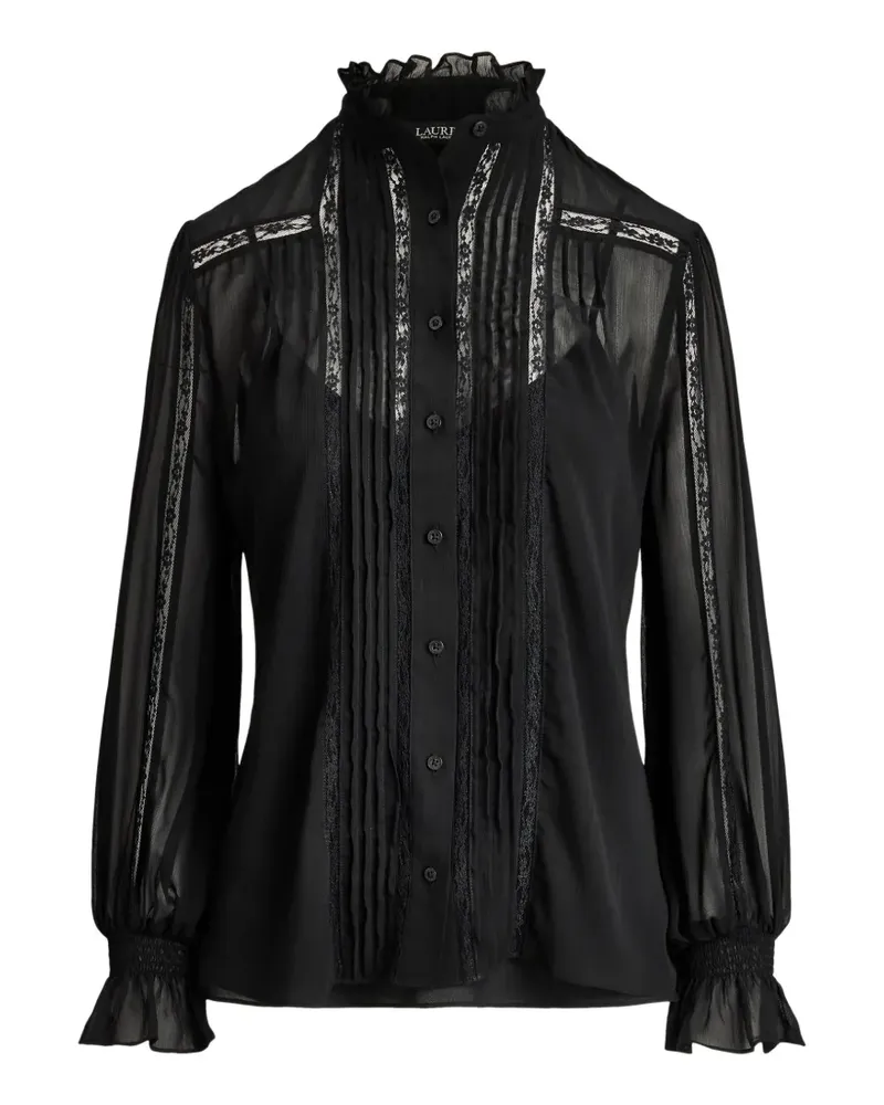 Ralph Lauren Biesen-Bluse mit Spitzenbesatz - Schwarz Schwarz