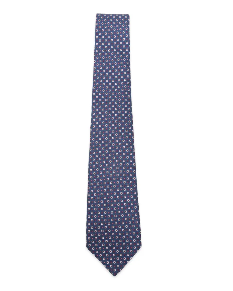 Kiton Geometrisch gemusterte Krawatte - Blau Blau