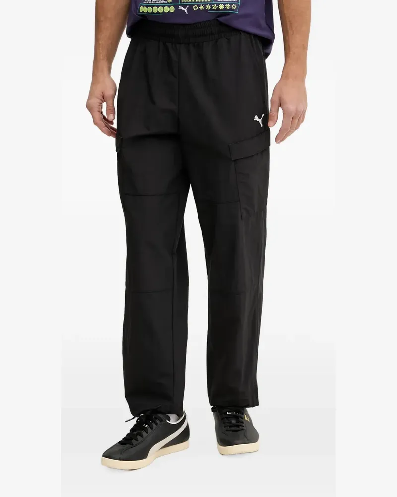 Puma logo-embroidered cargo pants - Schwarz Schwarz