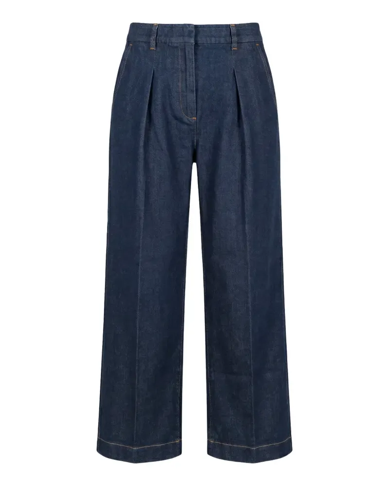 MOORER Loren Wide-Leg-Jeans mit Falten - Blau Blau