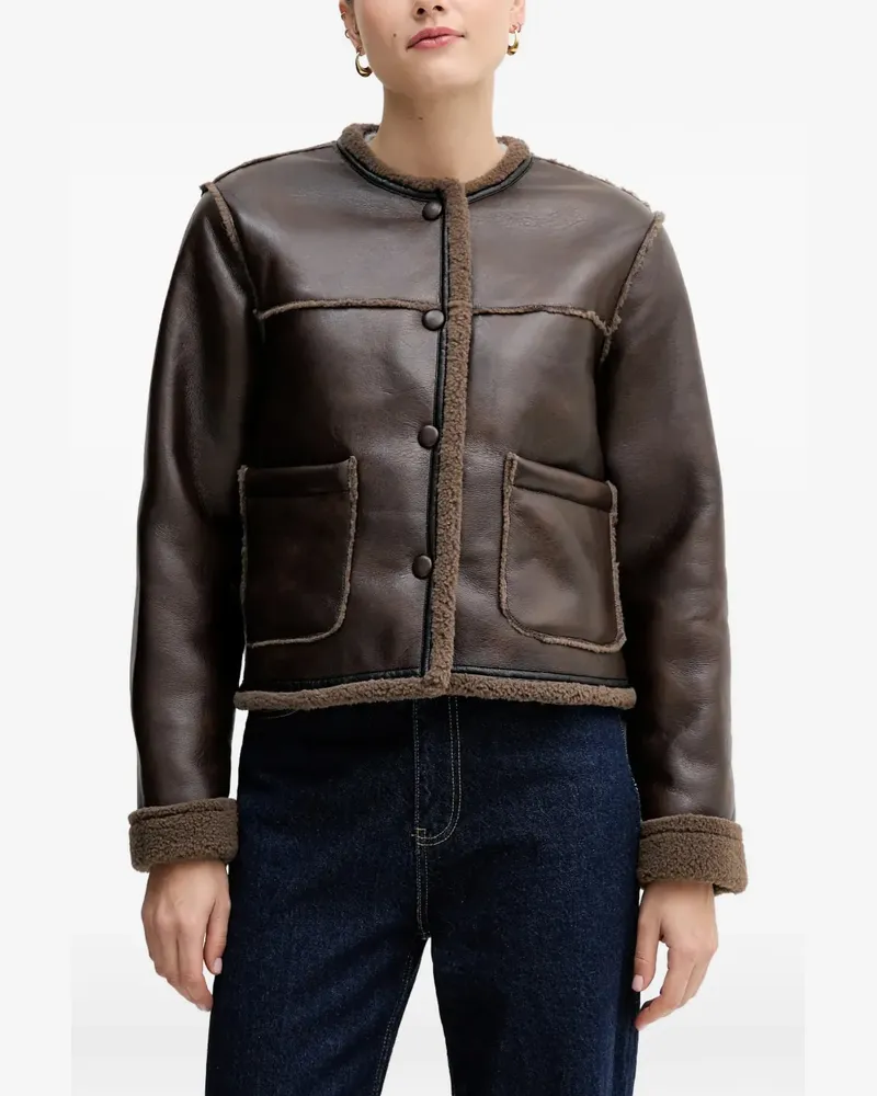 Hoss Intropia buttoned shearling jacket - Braun Braun