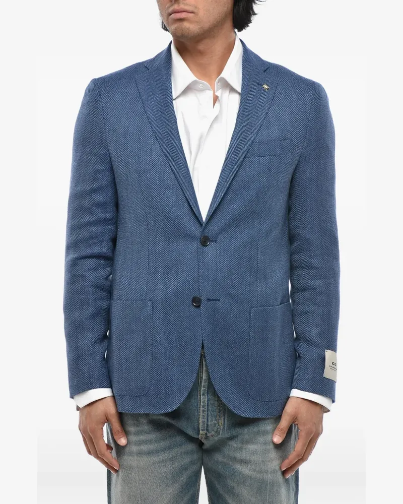 Corneliani herringbone patch-pocket blazer - Blau Blau