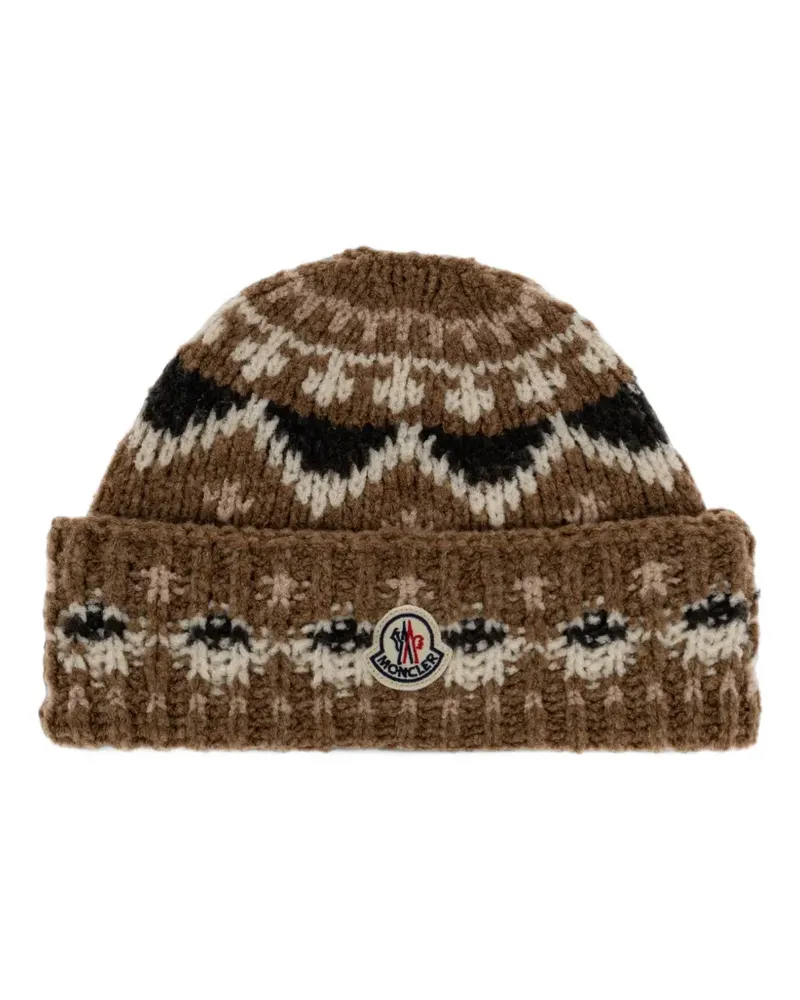 Moncler bouclé wool blend beanie - Braun Braun