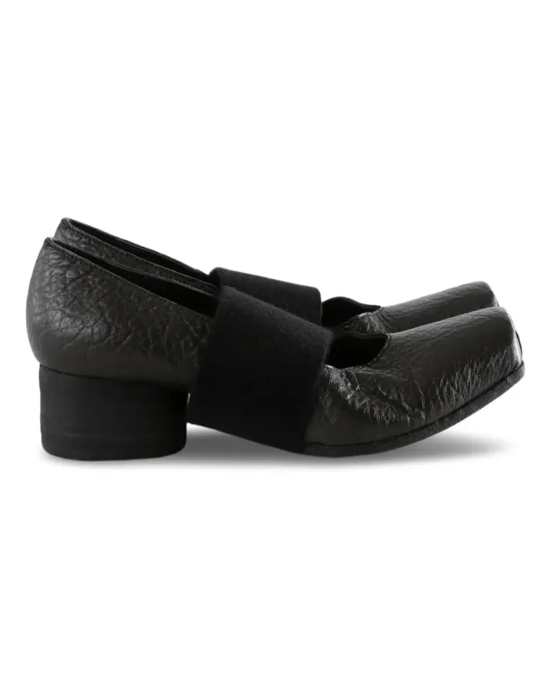 Uma Wang Ballerinas mit elastischem Riemen in Knitteroptik - Schwarz Schwarz
