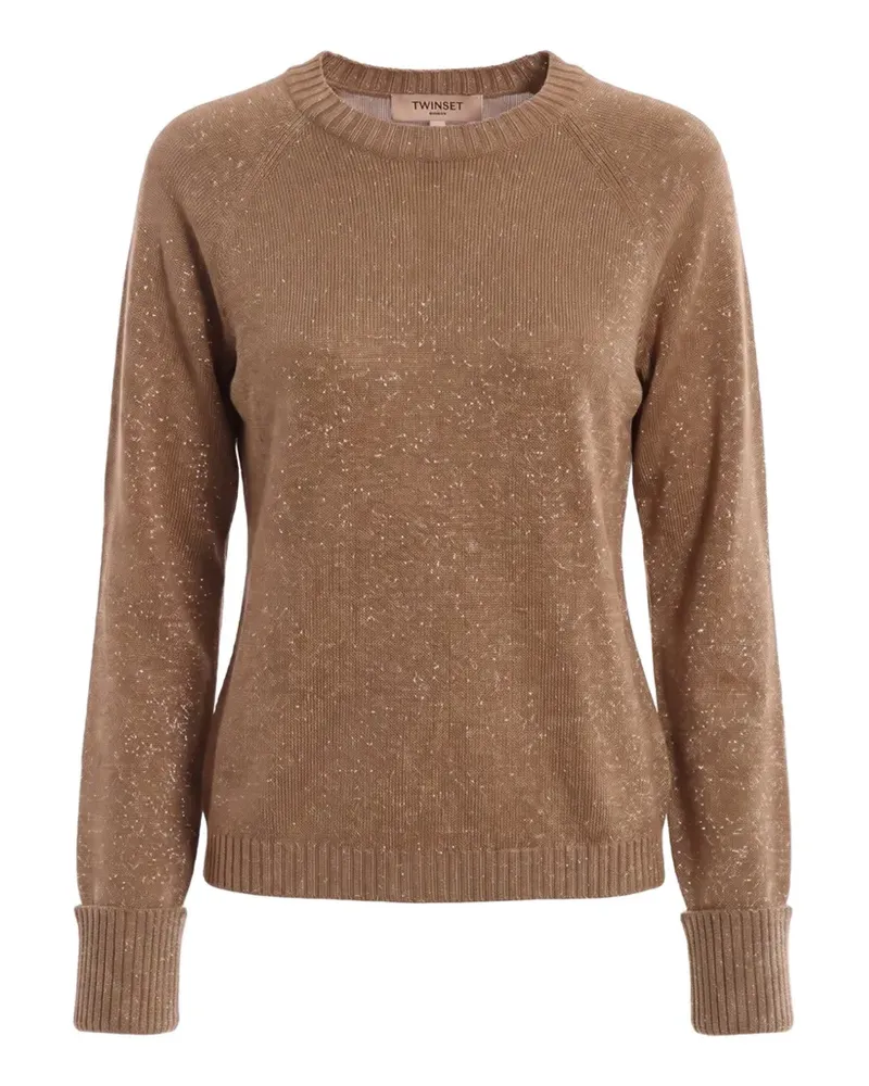 Twin-Set flecked-knit raglan-sleeve sweater - Braun Braun