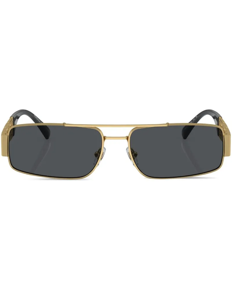Versace Eckige Sonnenbrille mit Greca-Detail - Gold Gold