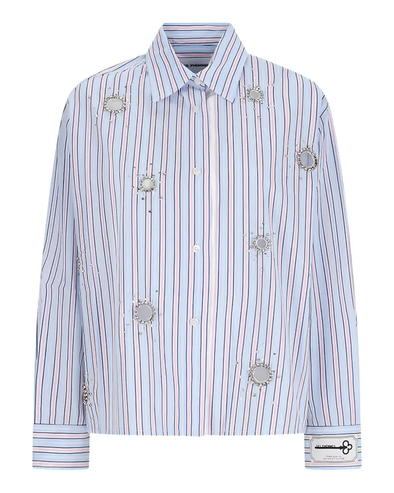Des Phemmes crystal-embellished striped shirt - Blau Blau