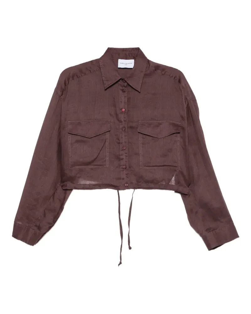 Isabelle Blanche cropped drawstring-hem shirt - Braun Braun