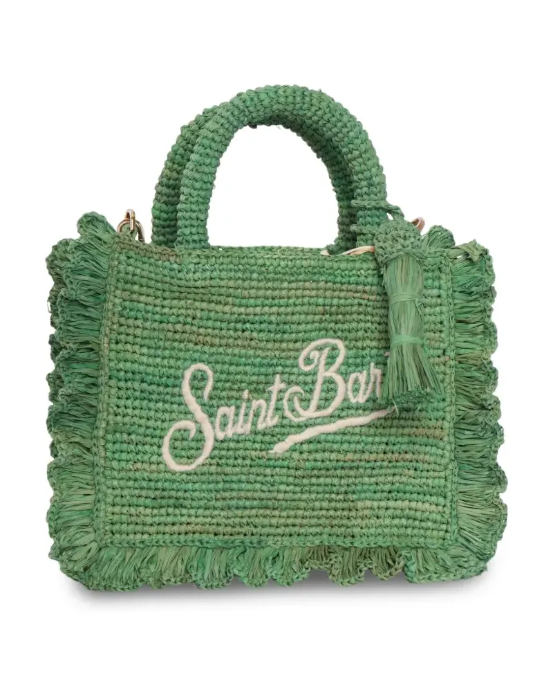 MC2 Saint Barth ruffled-trim embroidered mini tote bag - Grün Grün