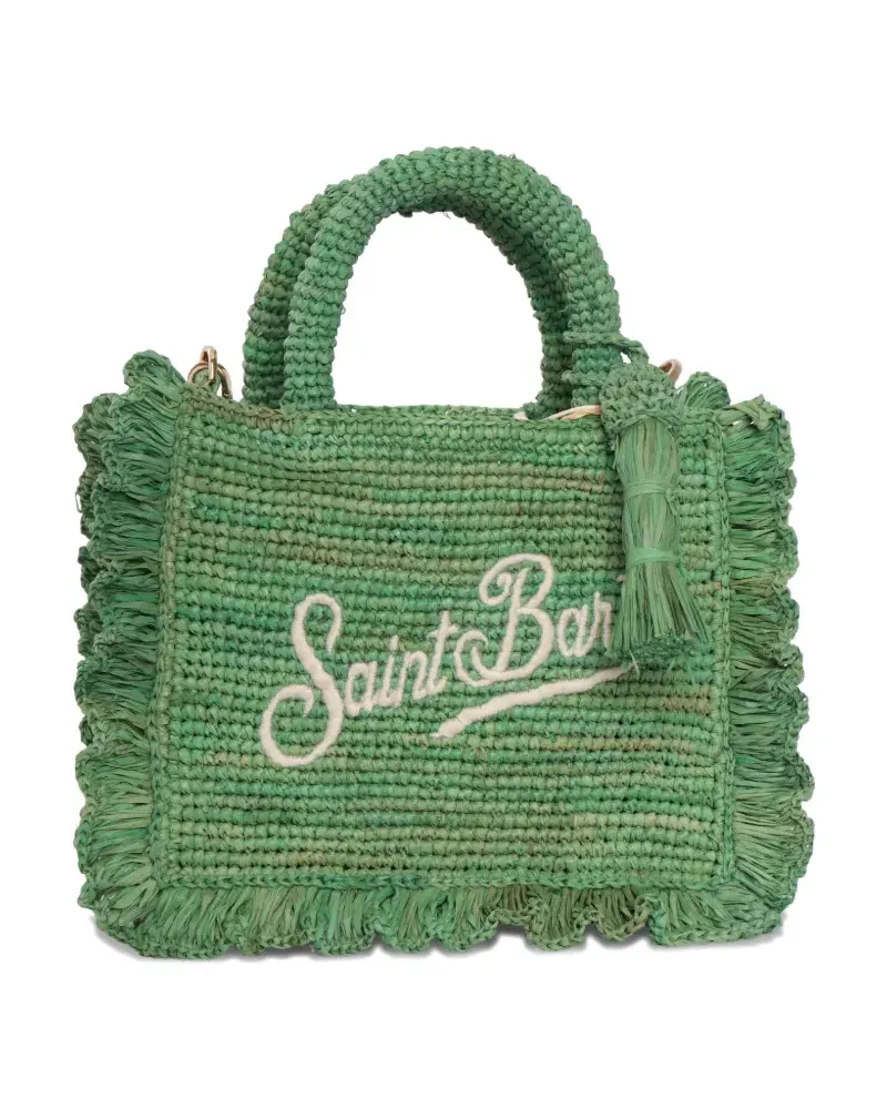 MC2 Saint Barth ruffled-trim embroidered mini tote bag - Grün Grün