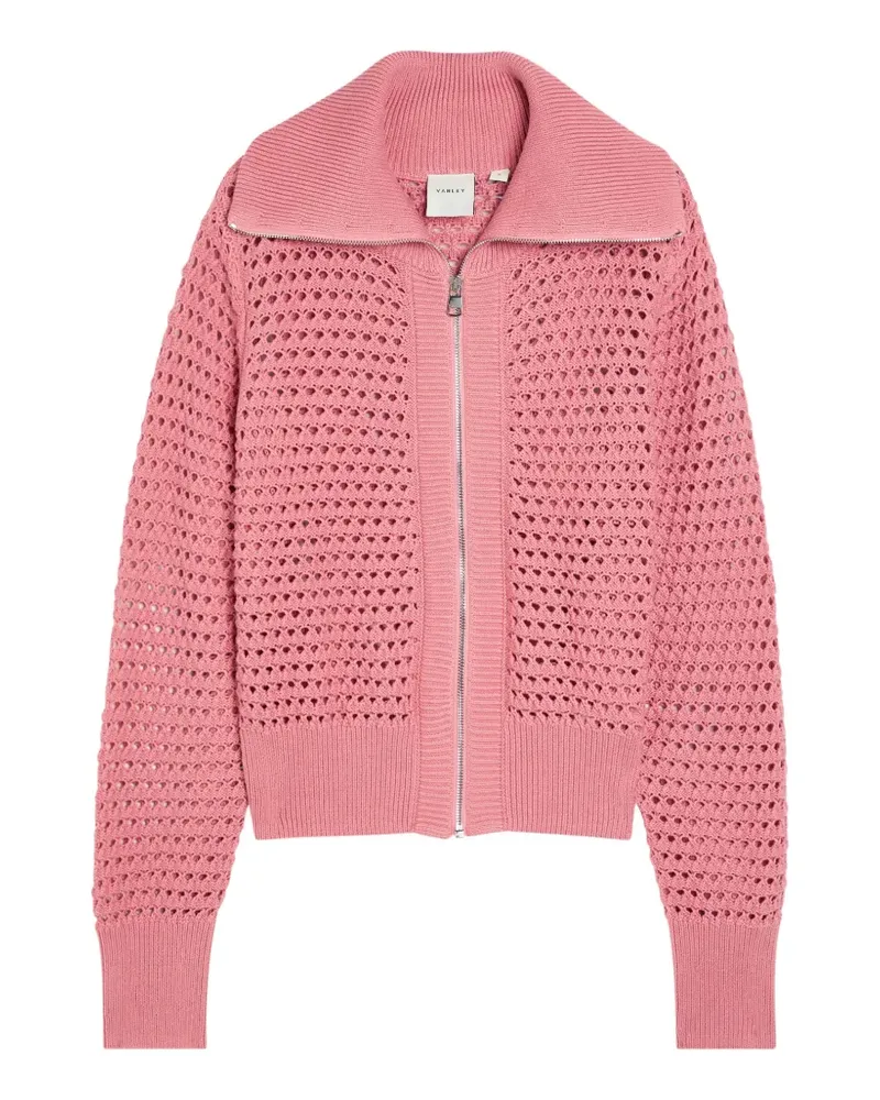 Varley Eloise pointelle-knit zip-up cardigan - Rosa Rosa