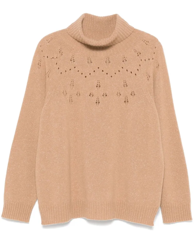 Twin-Set Lurex-Pullover mit Rollkragen - Braun Braun