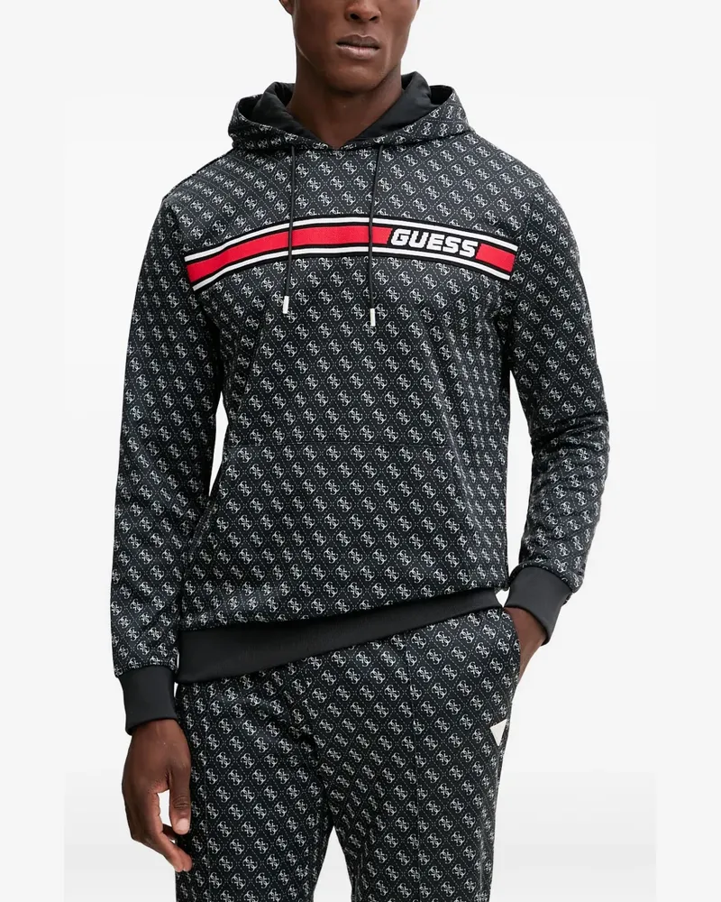 Guess Gemusterter Hoodie - Schwarz Schwarz