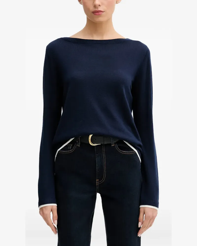 Benetton Pullover mit U-Boot-Ausschnitt - Blau Blau