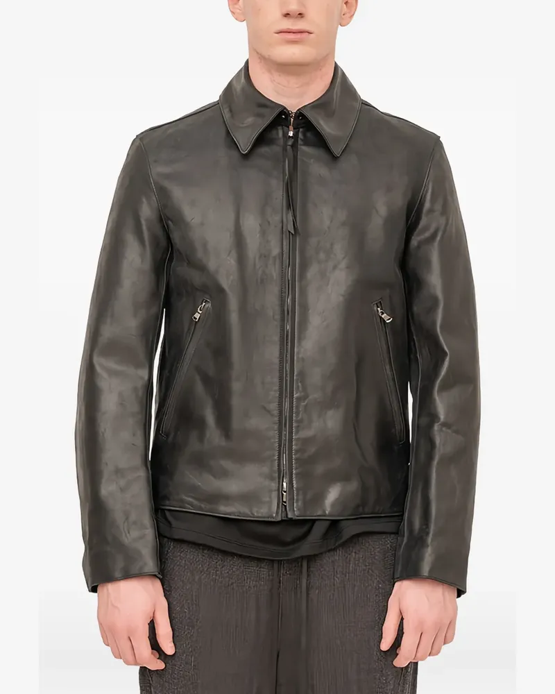 The Viridi-anne zip-up leather jacket - Schwarz Schwarz