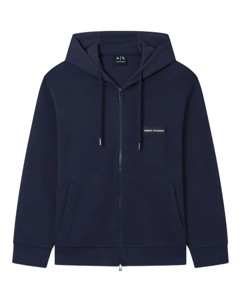 Armani Exchange logo-patch zip-up hoodie - Blau Blau