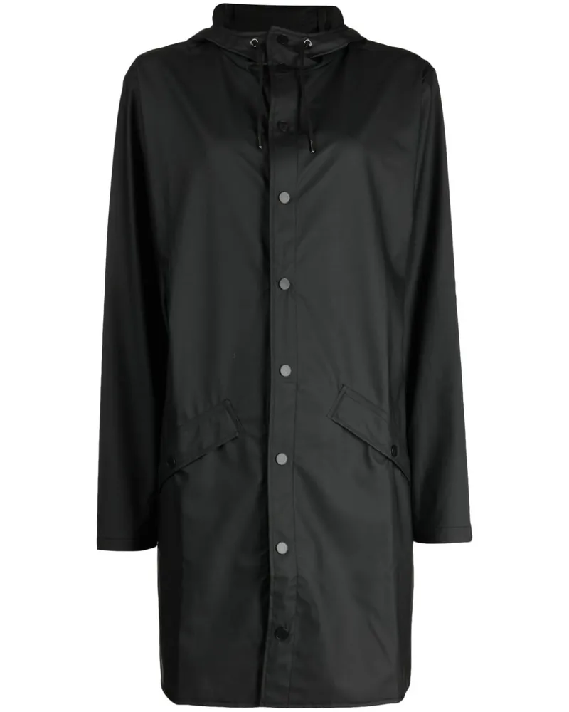 RAINS Jacke mit Druckknöpfen Schwarz