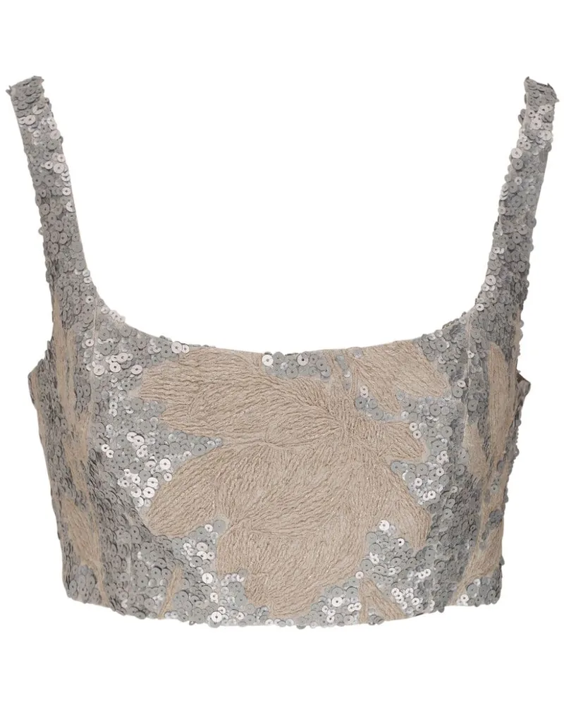 Brunello Cucinelli Cropped-Oberteil mit Strass Nude