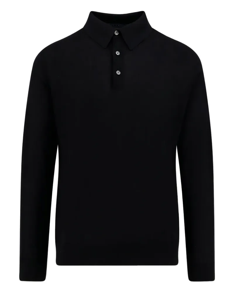 Kiton Langärmeliges Poloshirt - Schwarz Schwarz