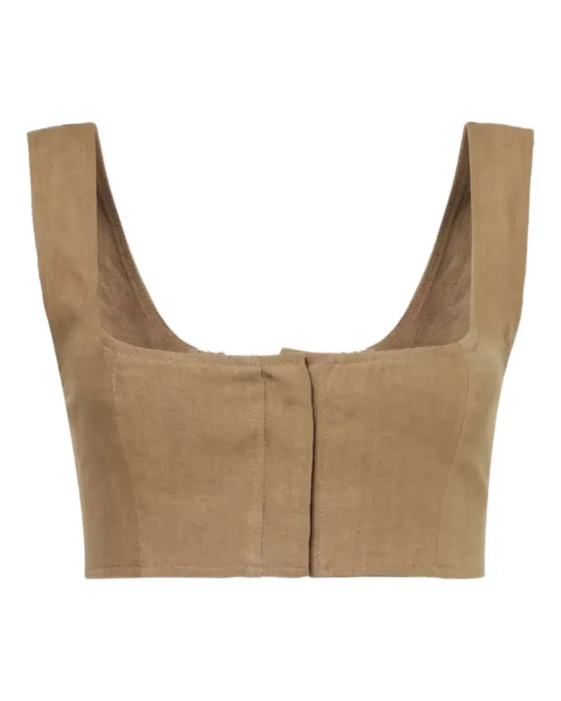 Le Kasha 1918 Jirja linen crop top - Braun Braun