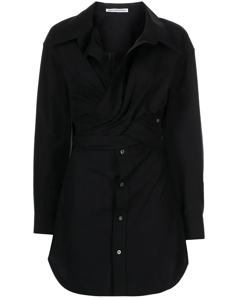 Alexander Wang Hemdkleid mit Wickeldetail - Schwarz Schwarz