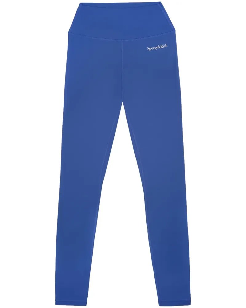 SPORTY & RICH High-Waist-Leggings mit Logo-Print - Blau Blau