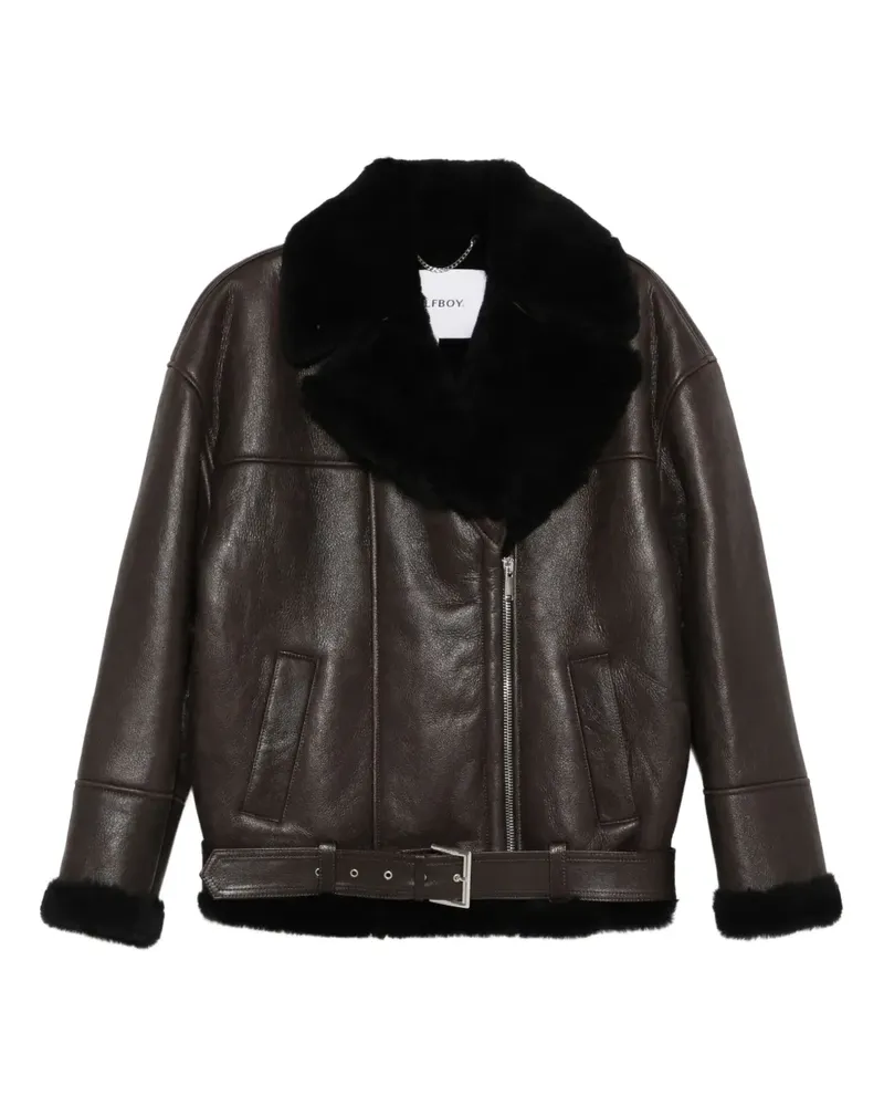 HALFBOY Lederjacke mit Shearling-Kragen - Braun Braun
