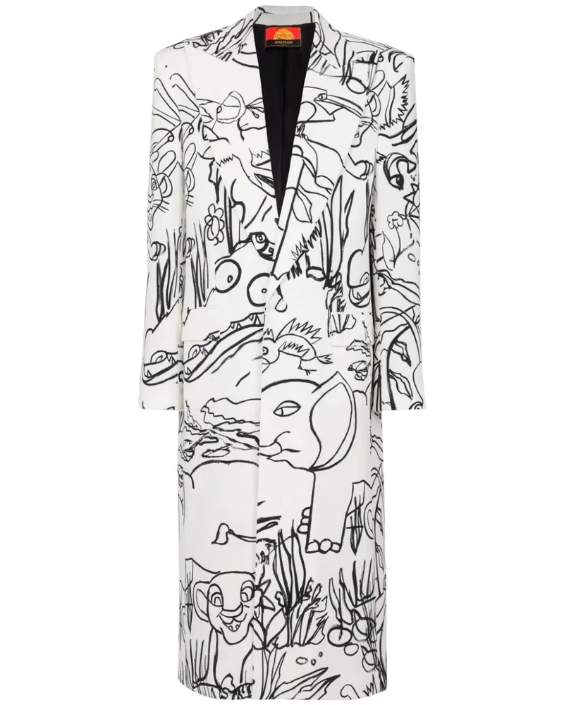Balmain x Disney Kreppmantel mit grafischem Print - Weiß Weiß