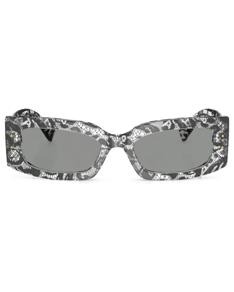 Dolce & Gabbana Eckige Sonnenbrille mit Blumen - Schwarz Schwarz