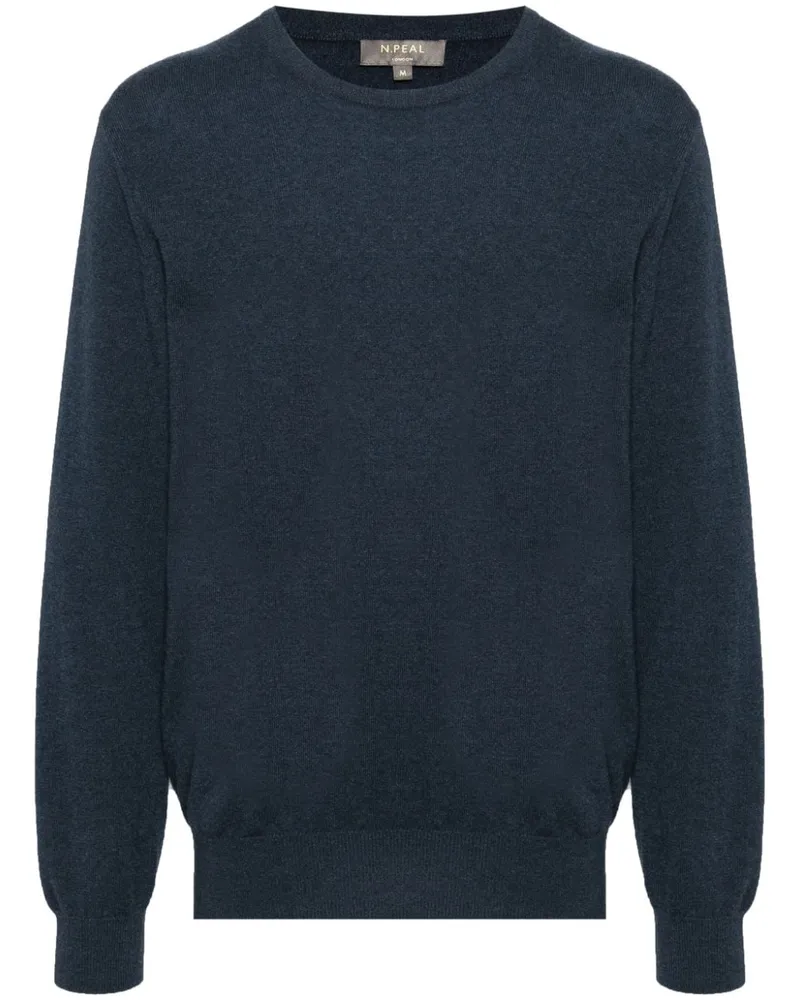 N.Peal Oxford Pullover mit rundem Ausschnitt - Blau Blau
