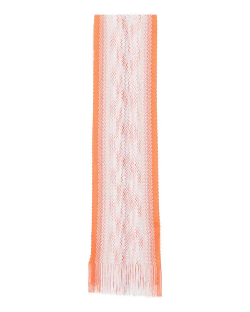 Missoni zig-zag-pattern fringed scarf - Orange Orange
