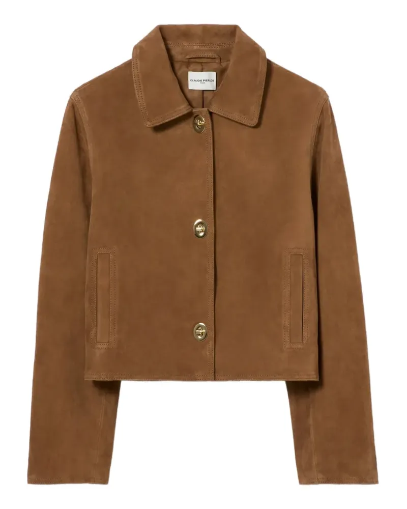 Claudie Pierlot turn-lock leather jacket - Braun Braun