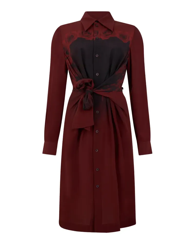 Alberta Ferretti rose-print midi dress - Rot Rot