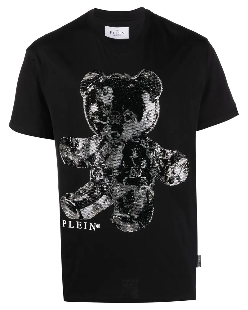 Philipp Plein T-Shirt mit Teddy-Print - Schwarz Schwarz