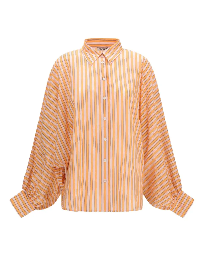 SoSUE Antonia striped long-sleeved shirt - Orange Orange