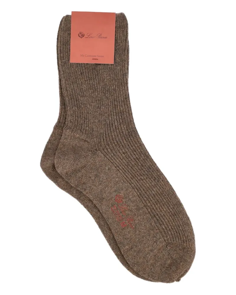 Loro Piana Gerippte Socken aus Kaschmir - Braun Braun
