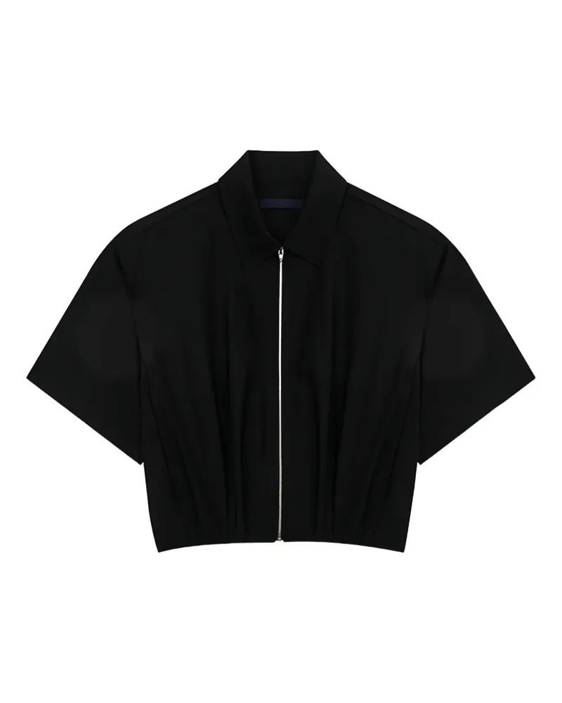 JUUN.J zip-up gathered shirt - Schwarz Schwarz